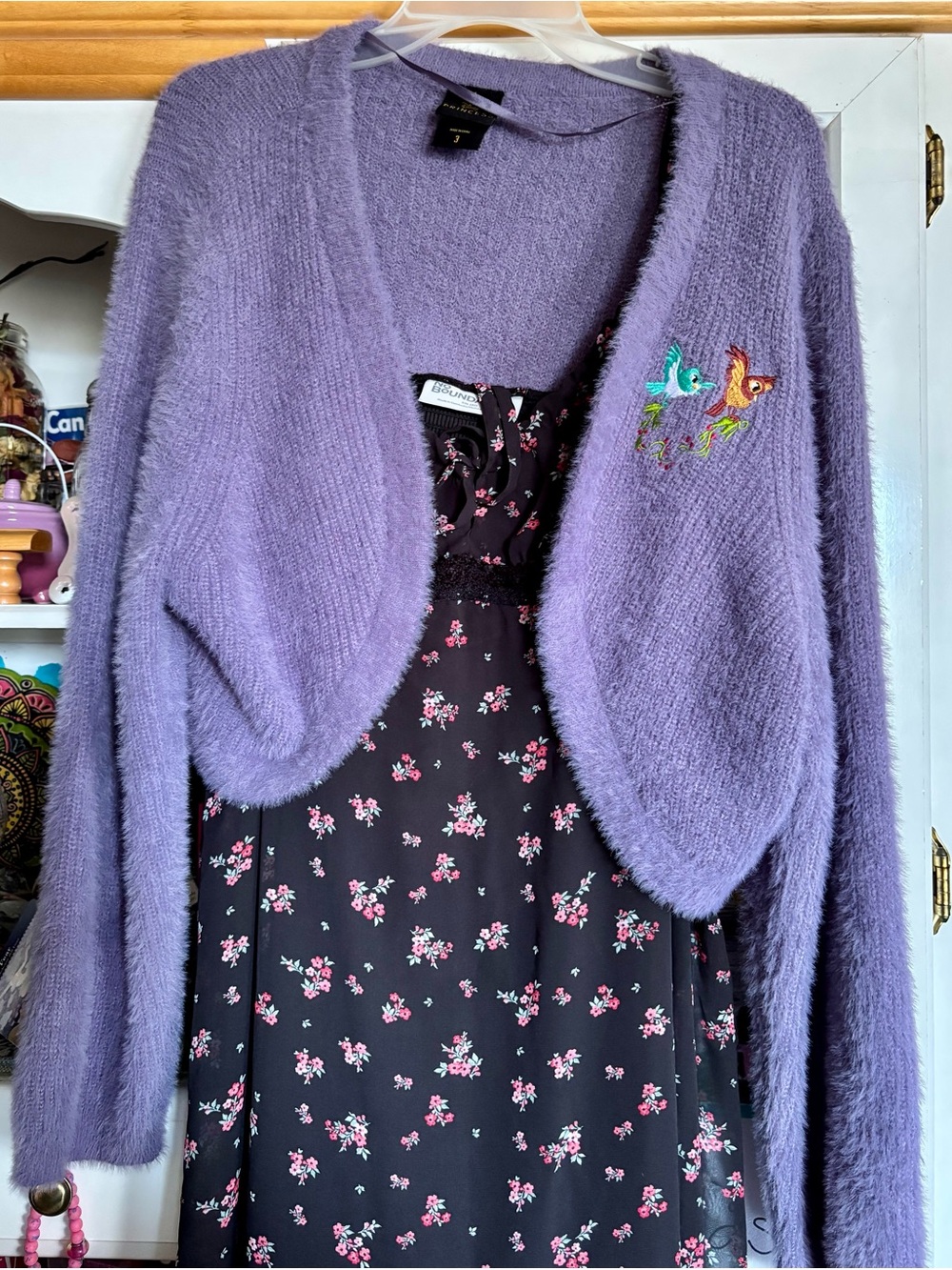 Disney Cozy Lavender Bolero plus size Sweater with Embroidered Birds